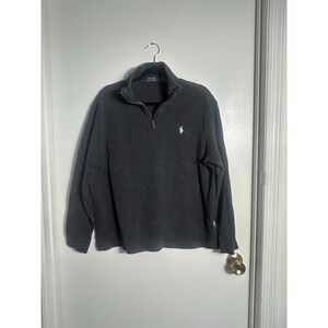 polo ralph lauren SweateQuarter Zip Large White Pony Logo cotton Knit Mock Neck